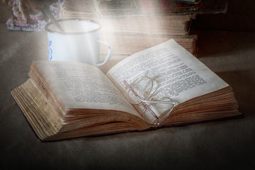 book on the table in the daylight in the sunlight