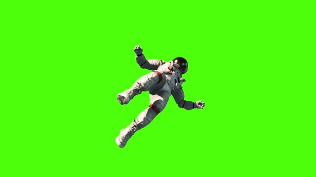Astronaut Fly Flip Space Earth Green Screen 3D Rendering Animation