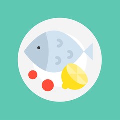 lemon steam fish, food and gastronomy set, flat icon