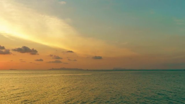 Colourful  sunset panorama sea and islands. 4k time-lapse 