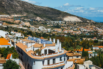 view of Mijas village at sunny day, Costa del Sol, Andalusia, Spain