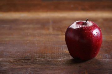 red apple with drops