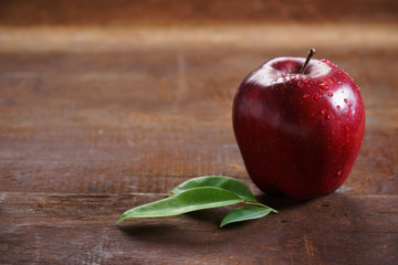 red apple with drops
