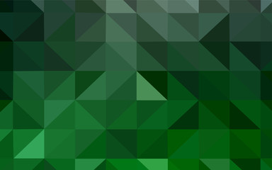 Dark Green vector shining triangular backdrop.