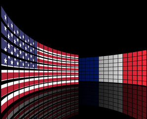 USA and France flags concept