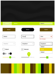 Light Green, Yellow vector ui ux kit with lines, ovals.