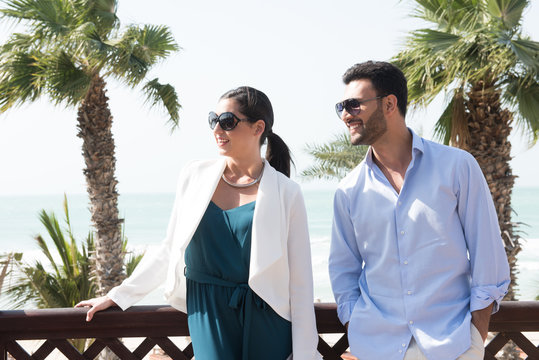 Expat couple spending time outdoors.
