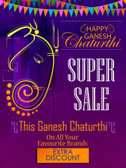 Happy Ganesh Chaturthi festival celebration of India Shopping Sale Advertisement background