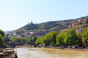 View of Kura (Mtkvari) river in Tbilisi, Georgia