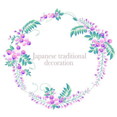 日本的な藤の飾り枠,