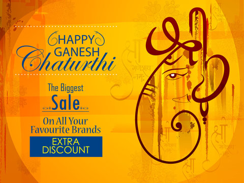 Happy Ganesh Chaturthi festival celebration of India Shopping Sale Advertisement background