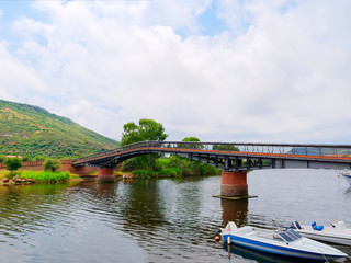 Fototapeta premium Vew of a footbridge in the city of Bosa