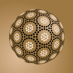asian style floating sphere with dots pattern in golden shades