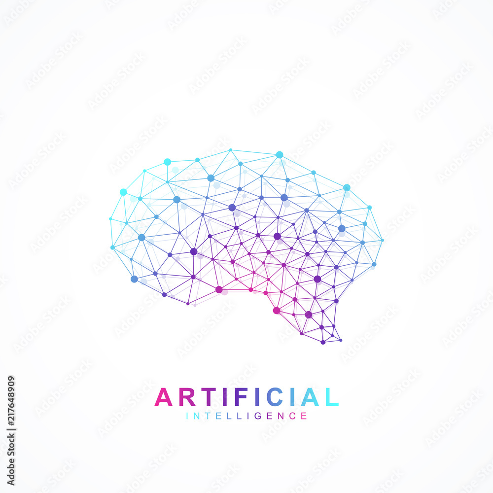 Aufkleber artificial intelligence brain logo concept. creative idea concept design brain logotype vector icon.