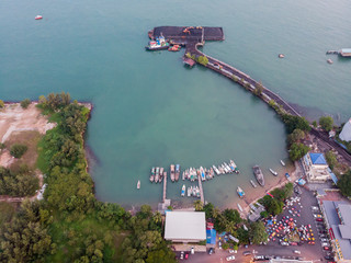 Aerial view of Port Dickson, Negeri Sembilan, Malaysia.