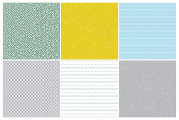 Vector abstract seamless patterns set for kids nursery