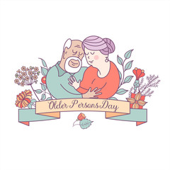 Family day. Happy older persons day. Vector illustration.
