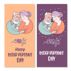 Family day. Happy older persons day. Vector illustration.