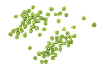 Fresh corn green peas isolated on white background, top view.