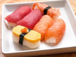 japanese food salmon and tuna sushi delicious