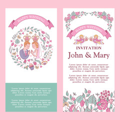 Wedding card, wedding invitation. Happy weddings. Vector illustration. Wedding ceremony.