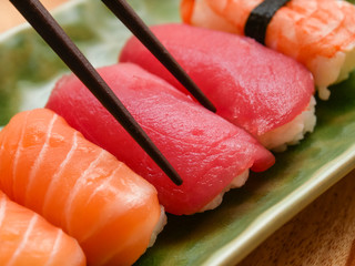 japanese food salmon and tuna sushi delicious