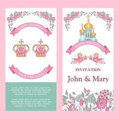 Wedding card, wedding invitation. Happy weddings. Vector illustration. Wedding ceremony.