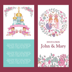 Wedding card, wedding invitation. Happy weddings. Vector illustration. Wedding ceremony.