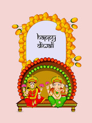 illustration of elements of hindu festival Diwali background
