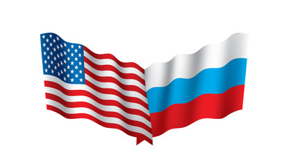 Russia and USA national flags. Vector illustration.