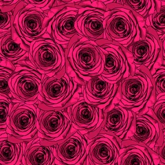 Keuken foto achterwand Rozen Roze bloemen naadloze patroon achtergrond