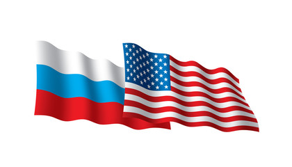 Russia and USA national flags. Vector illustration.