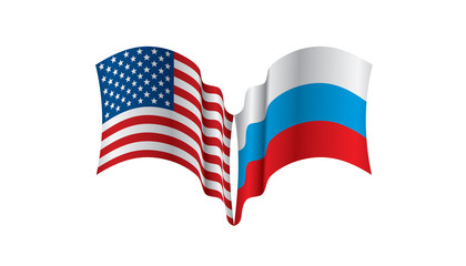 Russia and USA national flags. Vector illustration.