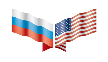 Russia and USA national flags. Vector illustration.