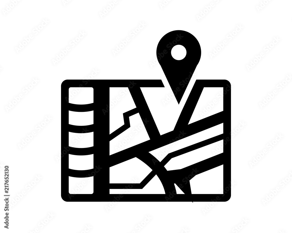 Canvas Prints global positioning system black silhouette pin locate path image vector icon logo symbol