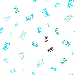 Light BLUE vector seamless cover with symbols of 30% sales.