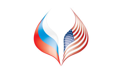 Russia and USA national flags. Vector illustration.