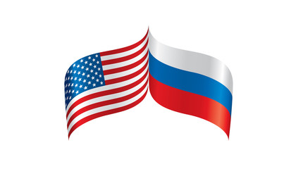 Russia and USA national flags. Vector illustration.