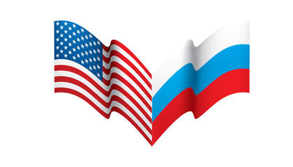 Russia and USA national flags. Vector illustration.