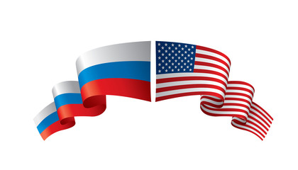 Russia and USA national flags. Vector illustration.