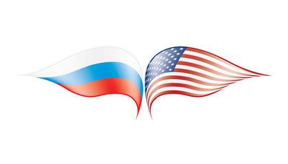 Russia and USA national flags. Vector illustration.