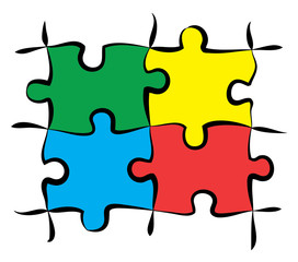 Obraz premium colourful jigsaw puzzle pieces