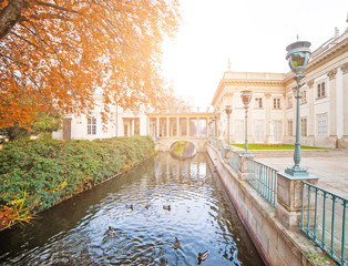 The Lazienki palace in Lazienki Park, Warsaw. Lazienki Krolewskie.