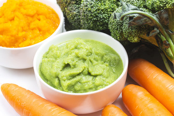vegetable puree， carrots  pureed ，Broccoli pureed