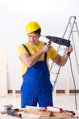 Floor repairman disappointed with his work 