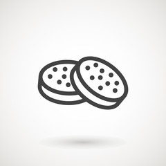 Cookie Biscuit line Flat Icon On White Background