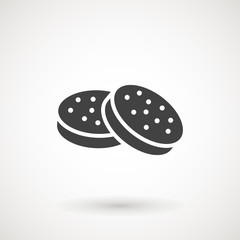 Cookie Biscuit Flat Icon On White Background.