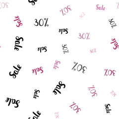 Light Pink vector seamless background with 30% signs of sales.