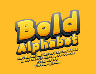 Vector Yellow and Black Alphabet. Rotated Bold Font.