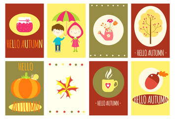 Hello autumn. Set of banners